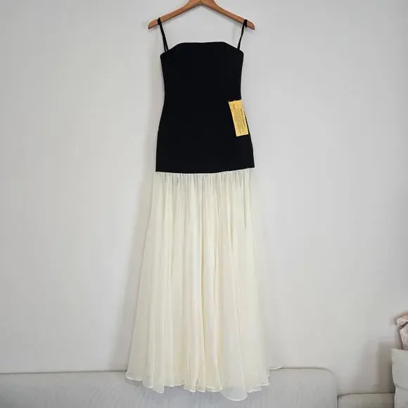 Bronx and Banco Adrian Strapless Drop-Waist Sheer bottom Maxi Dress Sz 6 Med NWT - Picture 2 of 14